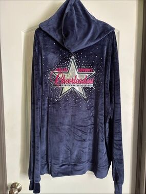 Dallas Cowboys Cheerleaders Navy Velvet Hooded Jacket